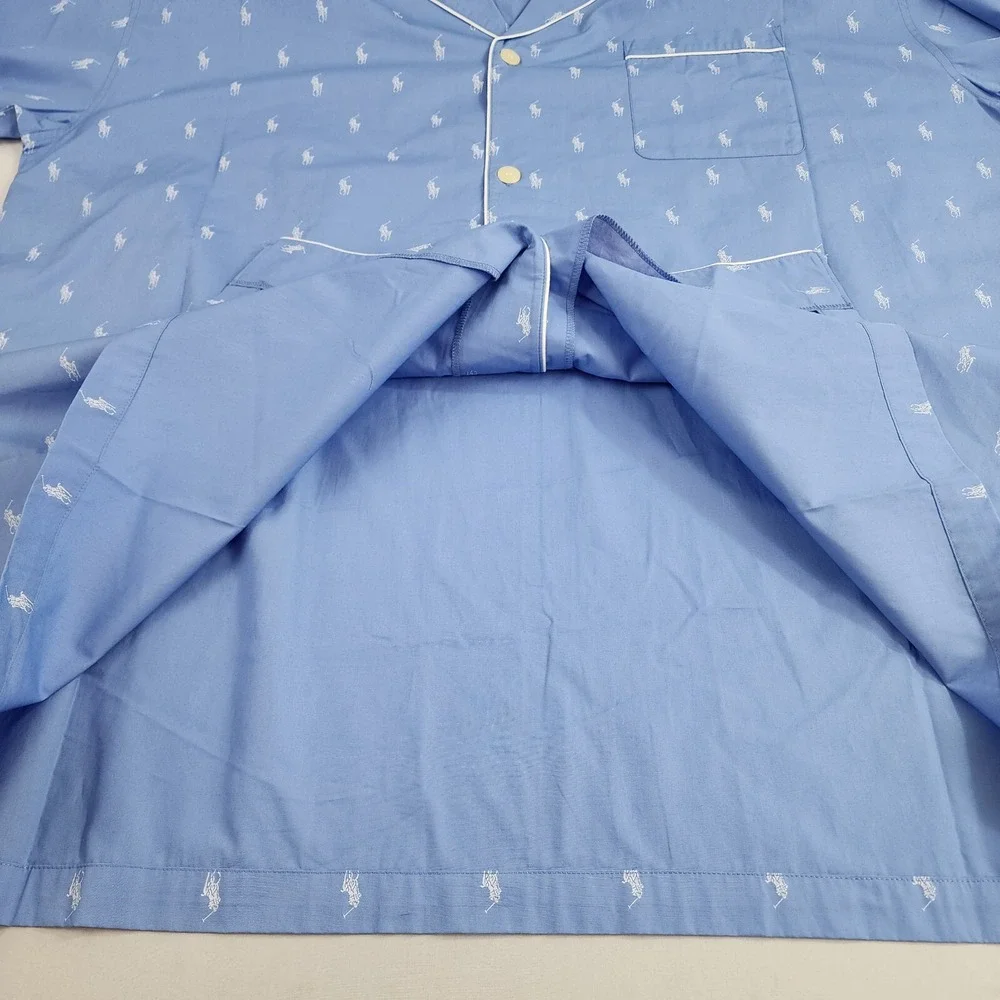 Polo Ralph Lauren Pajama Shirt Adult 4XT Blue Cotton RY25RX ZQD Pocket $65 Mens